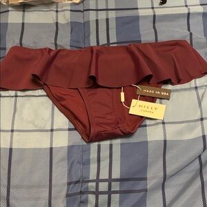 NWT Milly Cabana Sirolo  Plum Ruffled Bikini Bottom size Medium